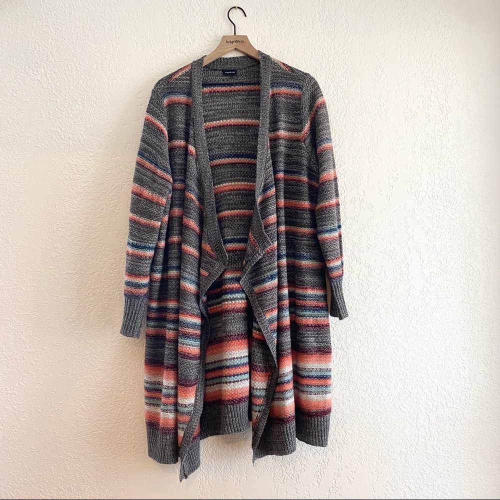 Torrid Knit Striped Open Front Cardigan Size 2(2X)